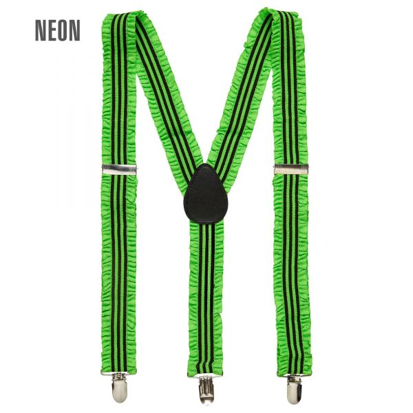 Neongrüne Hosenträger mit Rüschen, - Widmann