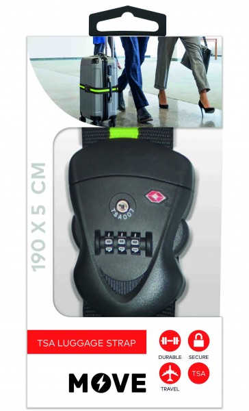 Move TSA Combination Luggage Strap 190x5cm, Red - Move