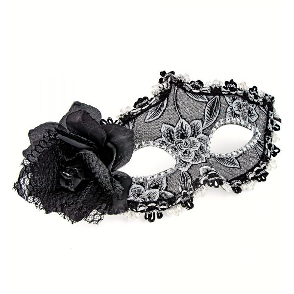 Augenmaske Blumen und Schwarzer Rose, - Widmann