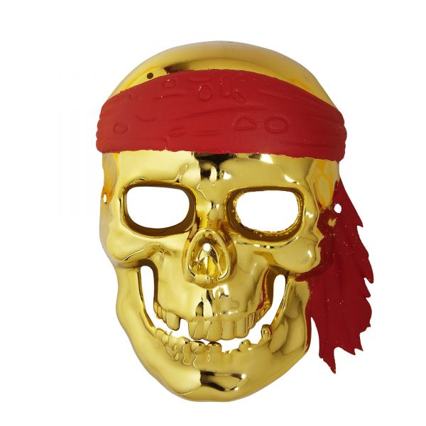 Piratentotenkopfmaske Gold, - Widmann
