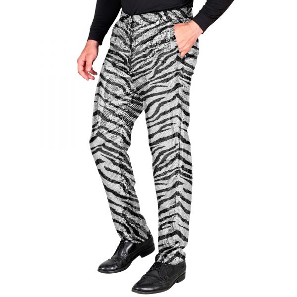 Party Fashion Hose (Paillettenhose in Zebramuster), M - Widmann