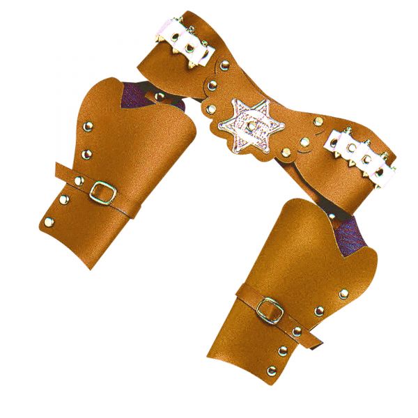 Doppelter Deluxe Cowboypistolenholster in Braun, - Widmann