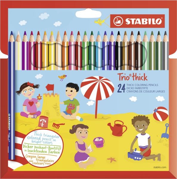 Dreikant-Buntstift - STABILO Trio dick - 24er Pack - mit 24 verschiedenen Farben - Stabilo Internati...