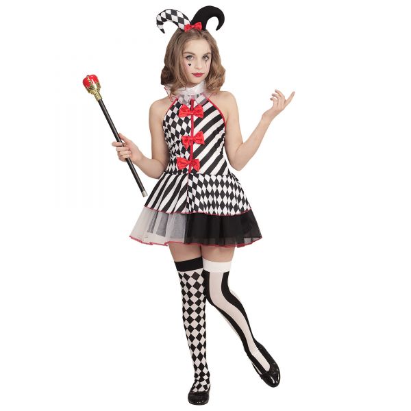 Fräulein Harlekin (Kleid, Minihut), 158 cm / 11-13 Jahre - Widmann