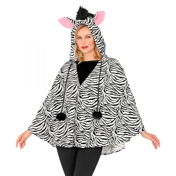 Zebra (Poncho mit Kapuze), One Size - Widmann