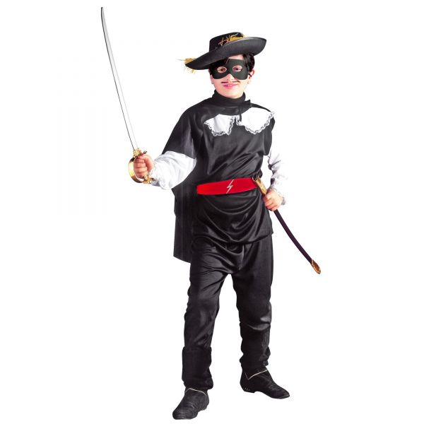 Maskierter Banditenheld (Oberteil, Hose, Gürtel, Umhang, Maske), 116 cm / 4-5 Jahre - Widmann