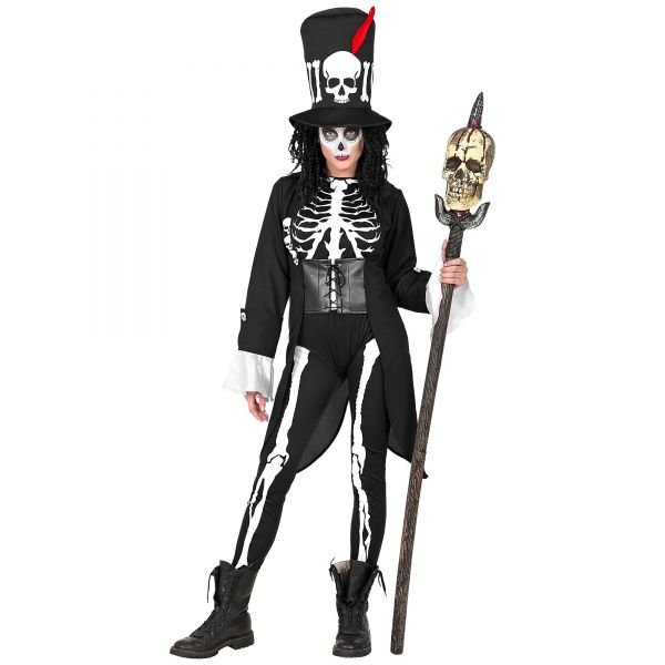 Voodoo Priesterin (Frack mit Korsett, Gürtel mit Armstulpen, Overall, Slip, Hut), L - Widmann