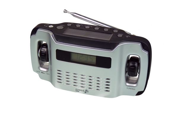 POWERplus Solar – Dynamo – USB-betriebenes LCD-AM/FM-Radio mit integrierter Taschenlampe - POWERplus