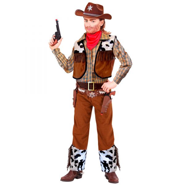 Cowboy (Hemd, Weste, Gürtel, Halstuch), 128 cm / 5-7 Jahre - Widmann