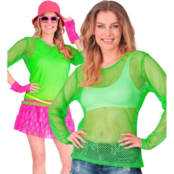 Neon grünes Netzshirt, L/XL - Widmann