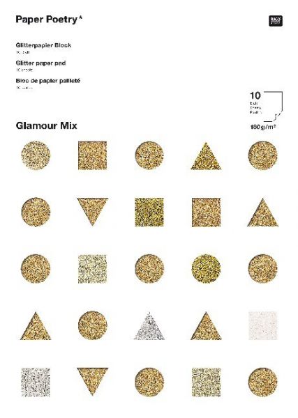 Glitterpapierblock, Glamour Mix