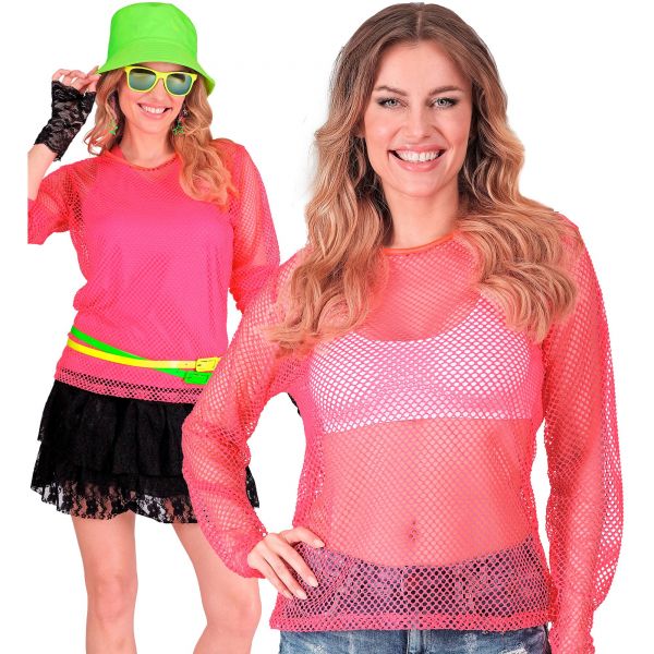 Neon pinkes Netzshirt, S/M - Widmann