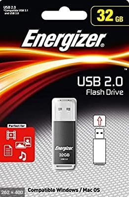 Energizer Classic Coloured Metal USB Flash Drive 32GB Black - Energizer