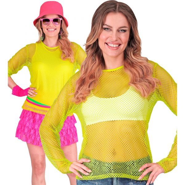 Neon gelbes Netzshirt, XXL - Widmann
