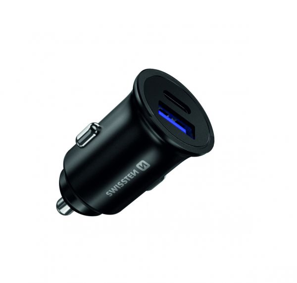 Swissten USB Autoladegerät Power Delivery USB-C + Quick Charge 3.0 36W METAL (ECO PACK) - Swissten