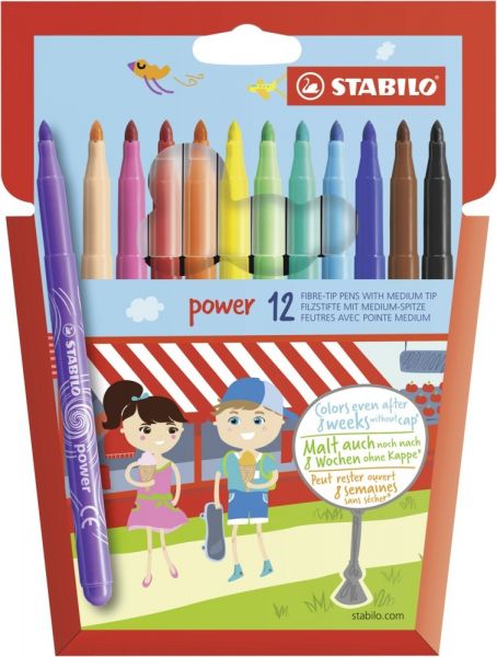 Filzstift - STABILO power - 12er Pack - mit 12 verschiedenen Farben - Stabilo Internati...