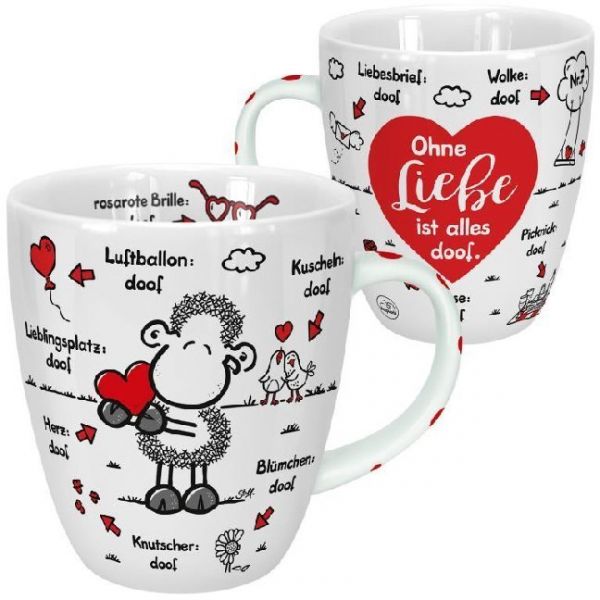 Tasse "Ohne Liebe ist alles doof.": Kaffeetasse mit Motivdruck - sheepworld