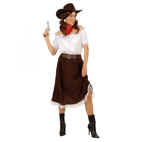 Cowgirl (Bluse, Rock, Gürtel, Hut), XL - Widmann