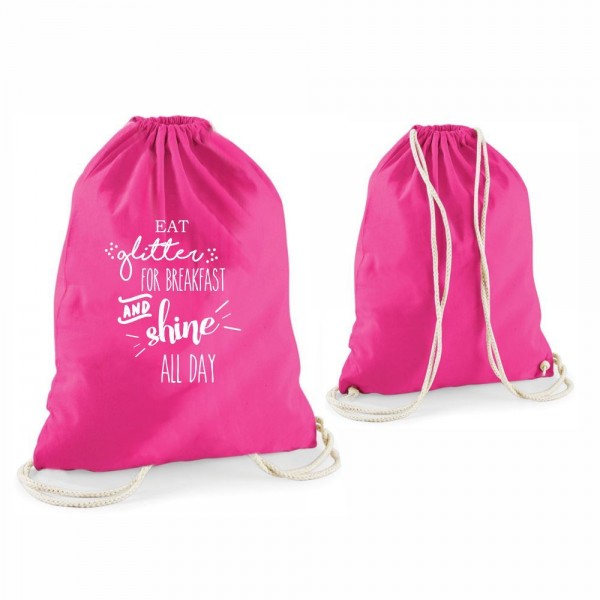 Statement-Tragebeutel ''Eat glitter for breakfast and shine all day'' pink - 4you Design