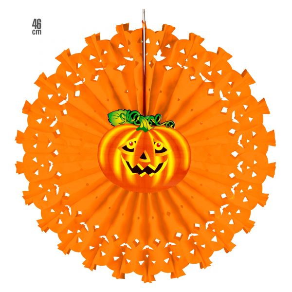 Kürbis Papierfächer 46 cm, - Widmann