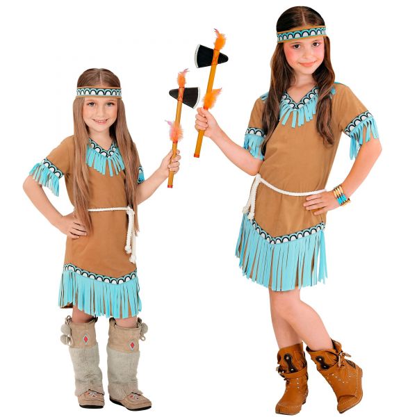 Indianerin (Kleid, Gürtel, Stirnband), 116 cm / 4-5 Jahre - Widmann