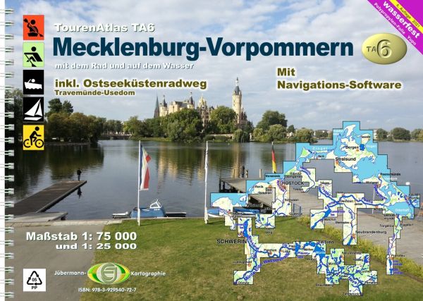 TourenAtlas Wasserwandern / TA6 Mecklenburg-Vorpommern: 57 Karten. 1:75000 und 1: 25000 + Navigation - Jübermann