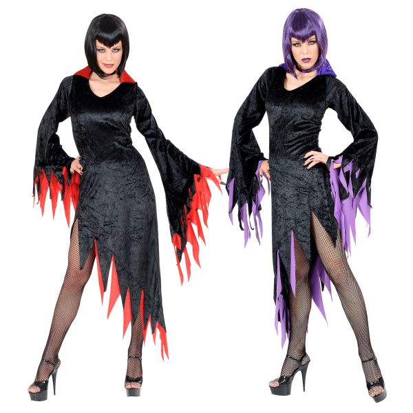 Dark Mistress aus Samt - in 2 Farben Sort. (Kleid mit Kragen, Halskette), M - Widmann