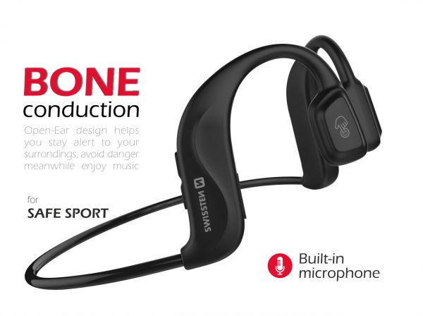 Swissten Bluetooth Earphones BONE CONDUCTION Schwarz - Swissten