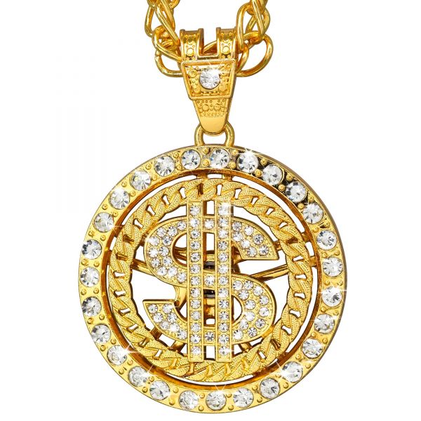 Strass Dollar Kette 70 cm - Widmann