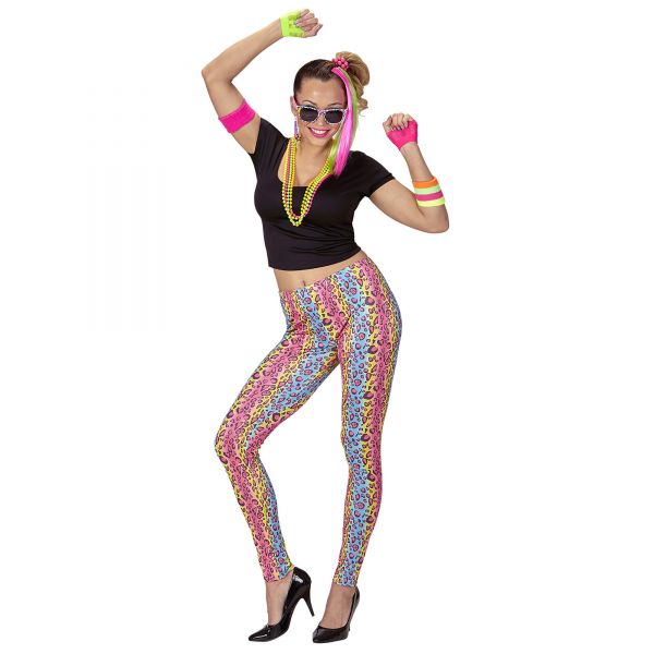 80's Girl (T-Shirt, Leggings, Kette), S - Widmann