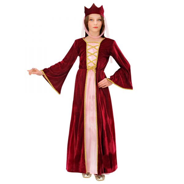 Mittelalterliche Königin (Kleid, Krone mit Schleier), 128 cm / 5-7 Jahre - Widmann