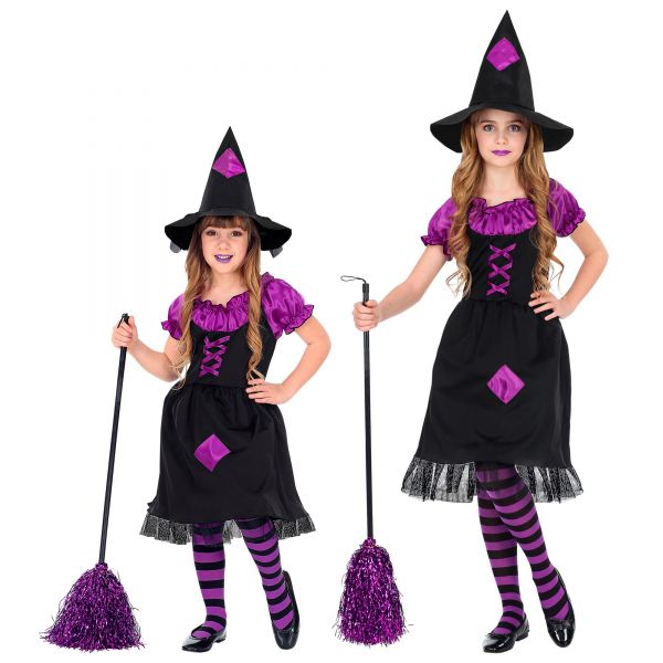 Hexe (Kleid mit Unterrock & Reifrock, Hut), 140/8-10 Jahre - Widmann