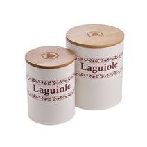 Laguiole 2 Metallaufbewahrungsbehälter mit Bambusdeckel - Laguiole