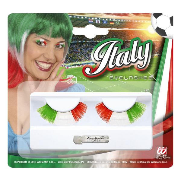 Wimpern Italien mit Klebstoff in Glasflasche, - Widmann