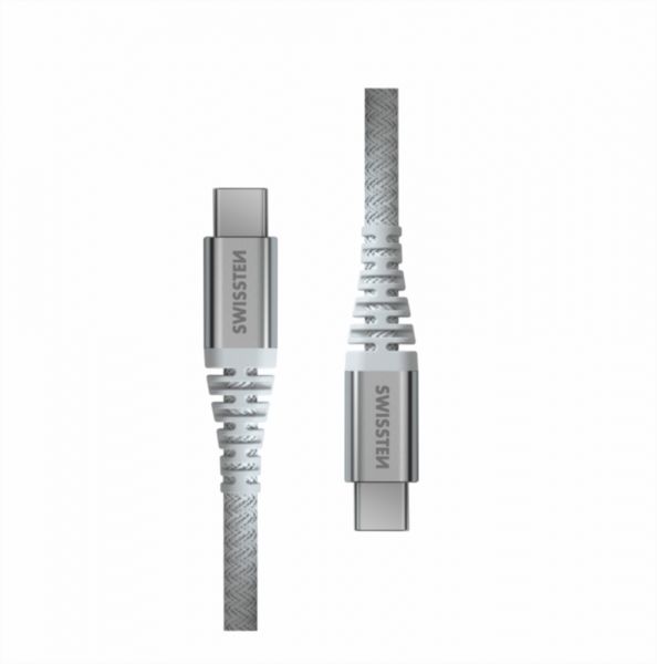 Swissten Datenkabel Kevlar USB-C / USB-C 1.5 M Weiss - Swissten