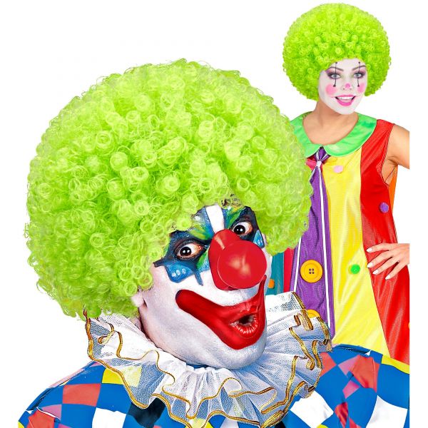 Clownperücke Grün - in Polybag, - Widmann