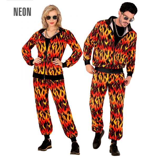 Party Fashion Trainingsanzug in Flammen (Oberteil, Hose), L - Widmann