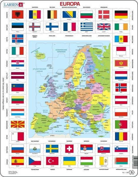 Europa Länder + Flaggen (Kinderpuzzle) - Raute Media,Larsen