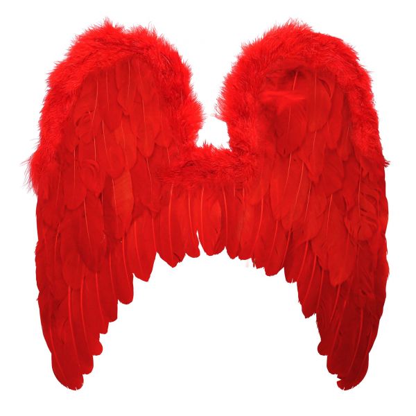 Rote Federflügel mit Marabou Verzierung &46X48 cm, - Widmann