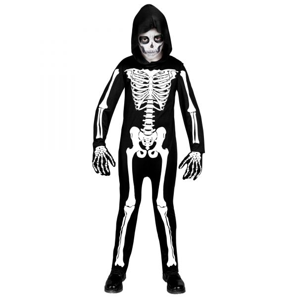 Skelett (Overall mit Kapuze), 104 cm / 2-3 Jahre - Widmann