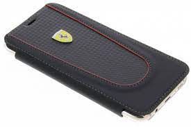Ferrari S8 PIT STOP Book Case Red Trim Black Carbon fuer Galaxy S8 - Ferrari