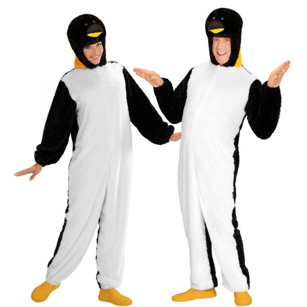 Pinguin Soft Plüschkostüm (Overall mit Kapuze), M - H 165 cm - Widmann