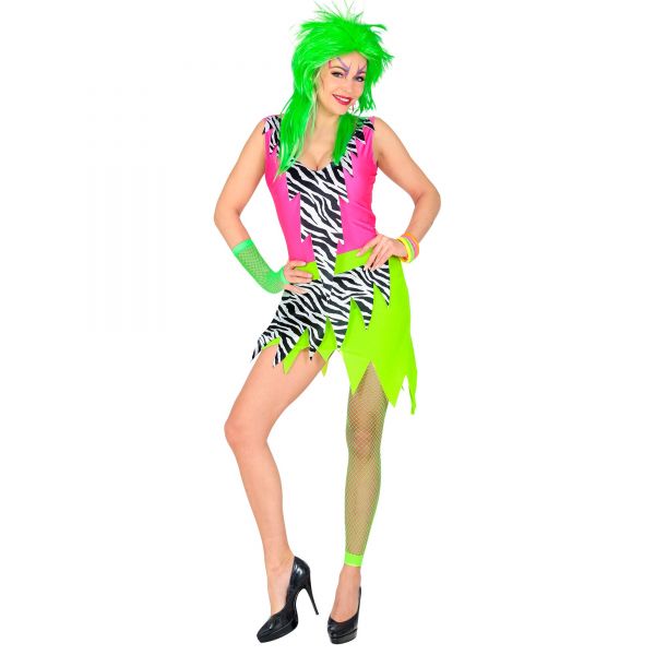 80er Jahre Mode (Kleid, Fingerlose Netzhandschuhe), L - Widmann