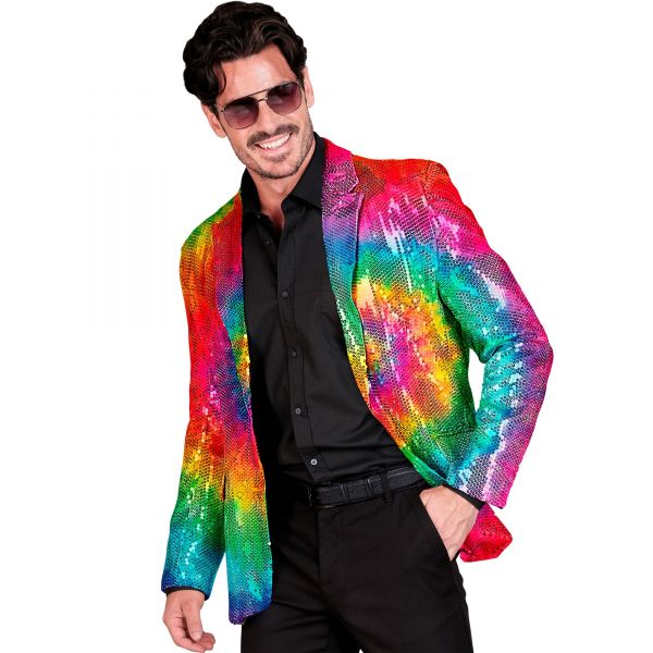 Party Fashion Jackett (Pailletten Jackett in Tie-Dye Muster), S - Widmann