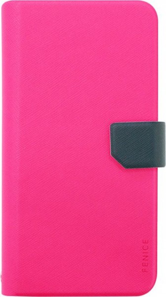 Fenice Diario Universal Bookcase Pink / Navy fuer grosse Smartphones bis 5 Zoll - FENICE