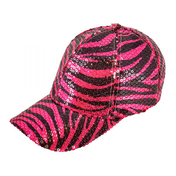 Pailletten Basecap in pinkem Zebramuster - Widmann