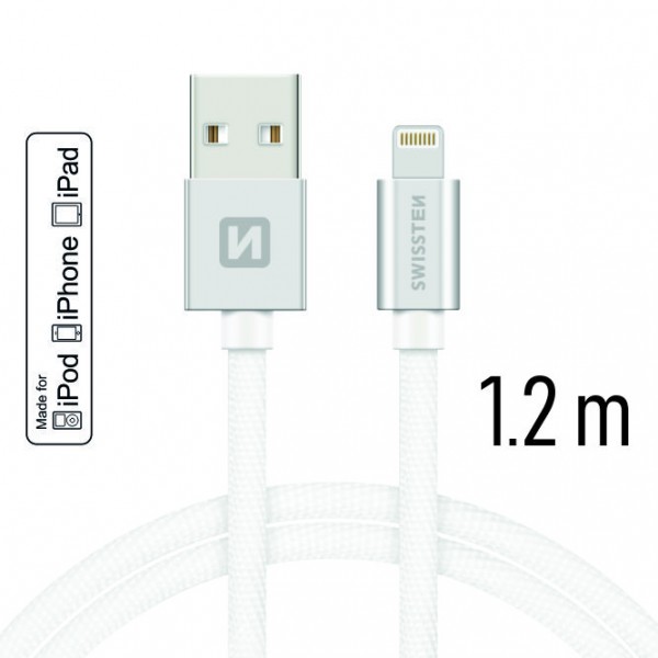 Swissten Datenkabel Textile USB / lightning MFi 1.2 M silber - Swissten