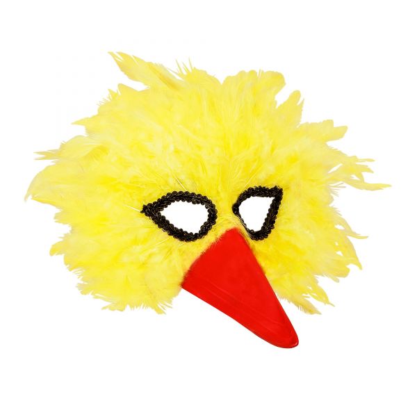 Vogelaugenmaske mit gelben Federn, - Widmann