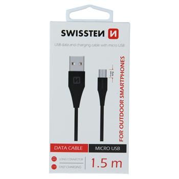 DATA CABLE SWISSTEN USB / MICRO USB 1,5 M SCHWARZ (9mm) - Swissten