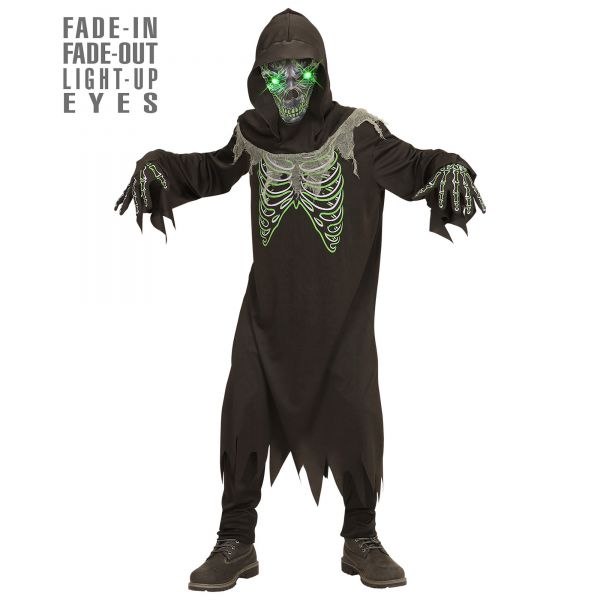 Sensemann (Robe, Handschuhe, Maske mit Kapuze und Leuchtenden Augen- Fade-In-Fade-Out Effekt), 164 c - Widmann